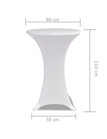 Copritavolo ?80 cm Bianco Tessuto elasticizzato 2 pezzi