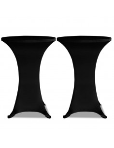 Copritavolo Ø 60 cm Nero Tessuto elasticizzato 2 pezzi 2