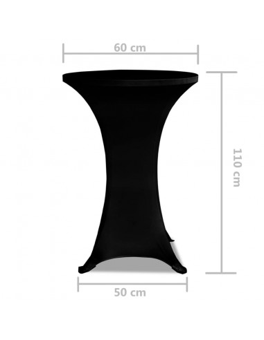 Copritavolo Ø 60 cm Nero Tessuto elasticizzato 2 pezzi