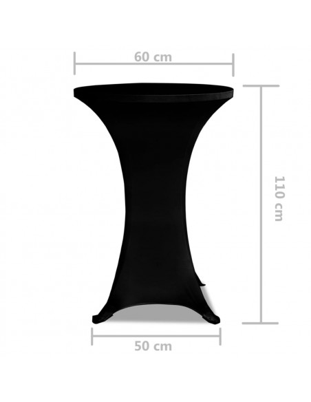 Copritavolo Ø 60 cm Nero Tessuto elasticizzato 2 pezzi