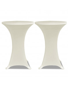 Copritavolo ?60 cm Crema Tessuto elasticizzato 2 pezzi 2