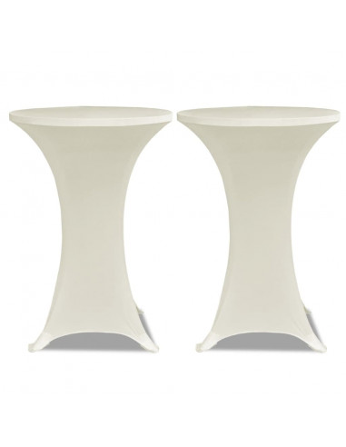 Copritavolo ?60 cm Crema Tessuto elasticizzato 2 pezzi