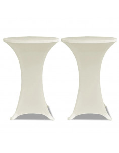 Copritavolo ?80 cm Crema Tessuto elasticizzato 2 pezzi 2