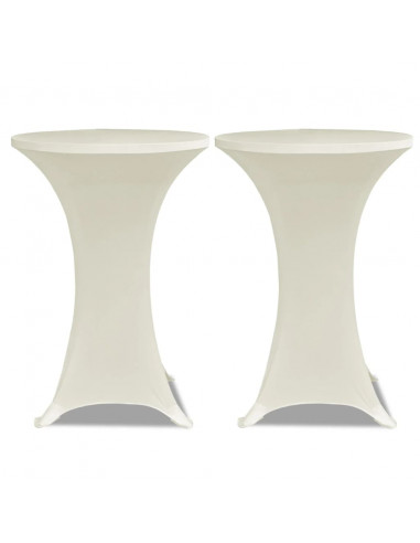 Copritavolo ?80 cm Crema Tessuto elasticizzato 2 pezzi