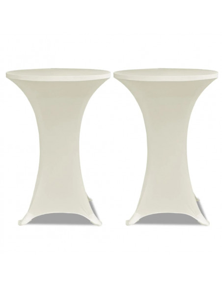 Copritavolo ?80 cm Crema Tessuto elasticizzato 2 pezzi