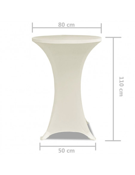 Copritavolo ?80 cm Crema Tessuto elasticizzato 2 pezzi
