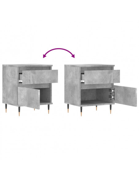 Comodino Grigio Cemento 40x35x50 cm in Legno Multistrato