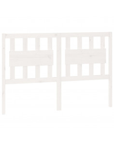 Testiera per Letto Bianca 140,5x4x100 cm Legno Massello di Pino 2