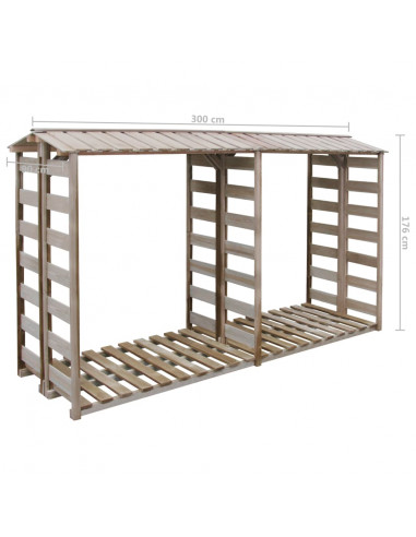 Deposito per Legname Capanno 300x90x176 cm in Pino Impregnato