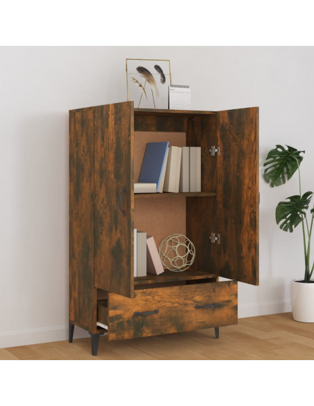 Credenza Rovere Fumo 70x31x115 cm in Legno Multistrato