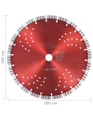 Disco da Taglio Diamantato con Turbo e Fori in Acciaio 300 mm