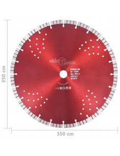 Disco da Taglio Diamantato con Turbo e Fori in Acciaio 350 mm