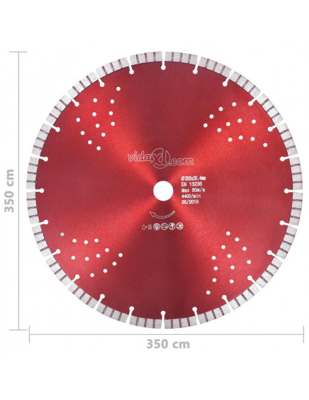 Disco da Taglio Diamantato con Turbo e Fori in Acciaio 350 mm