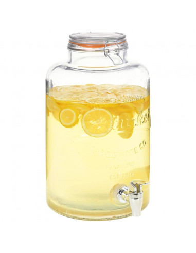 Distributore d'Acqua XXL con Rubinetto Trasparente 8 L Vetro