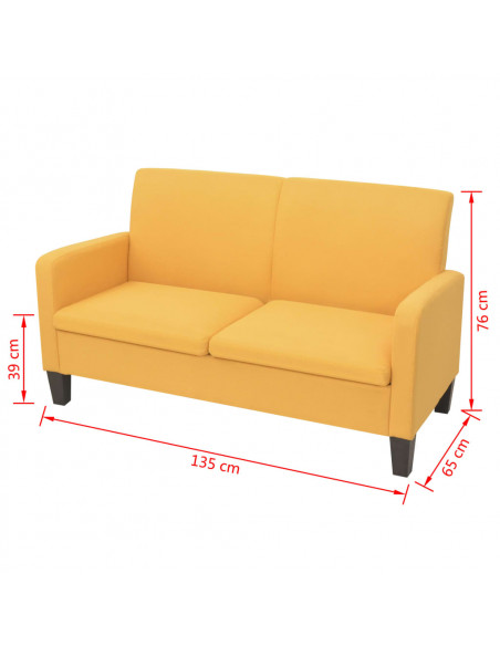 Divano a 2 Posti 135x65x76 cm Giallo
