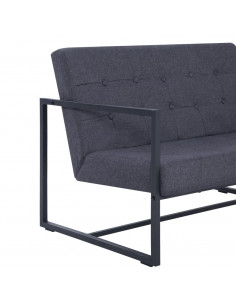 Divano a 2 Posti con Braccioli Grigio Scuro Acciaio e Tessuto