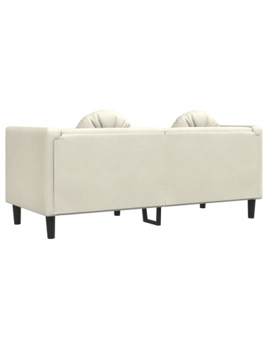 Divano a 2 Posti con Cuscini Crema in Velluto
