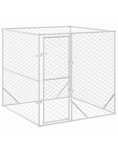 Cuccia per Cani da Esterno Argento 2x2x2 m Acciaio Zincato
