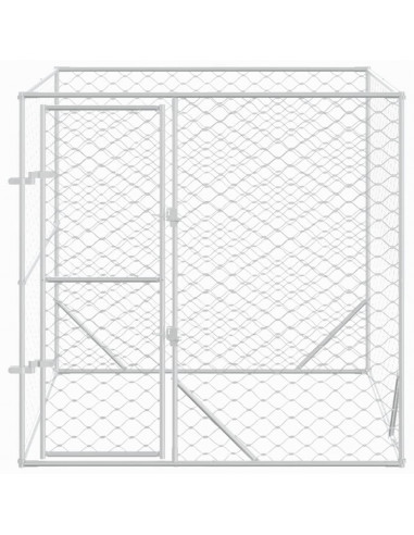 Cuccia per Cani da Esterno Argento 2x2x2 m Acciaio Zincato