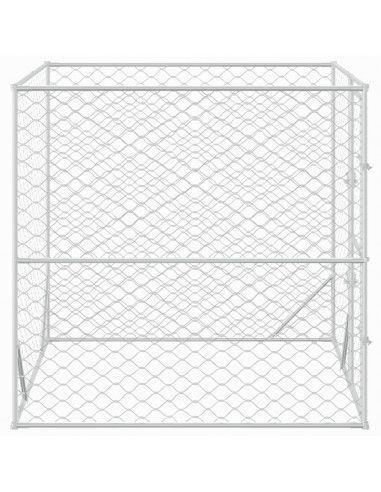 Cuccia per Cani da Esterno Argento 2x2x2 m Acciaio Zincato