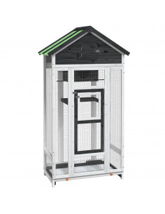 Casetta per Uccelli Grigia 91,5x53x170 cm Legno Massello Pino 2