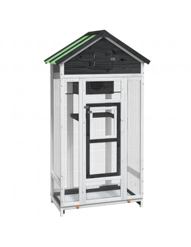 Casetta per Uccelli Grigia 91,5x53x170 cm Legno Massello Pino