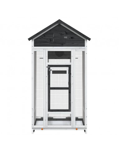 Casetta per Uccelli Grigia 91,5x53x170 cm Legno Massello Pino