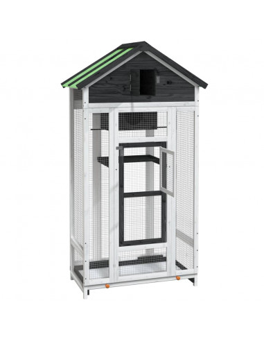 Casetta per Uccelli Grigia 91,5x53x170 cm Legno Massello Pino