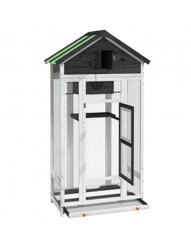 Casetta per Uccelli Grigia 91,5x53x170 cm Legno Massello Pino