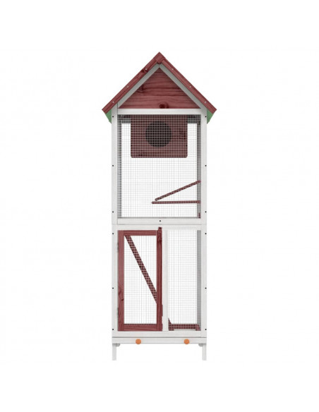 Casetta per Uccelli Moka 60x58,5x160 cm Legno Massello di Pino