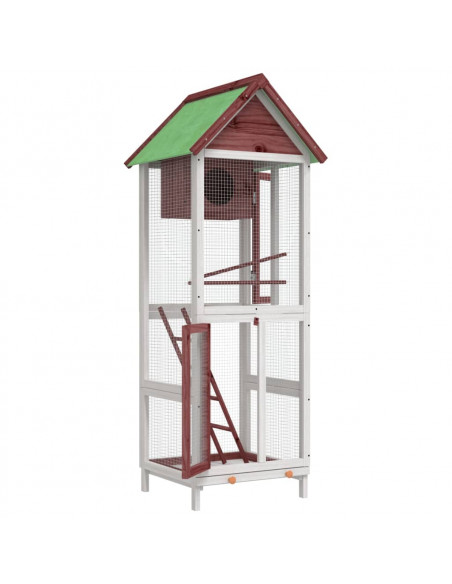 Casetta per Uccelli Moka 60x58,5x160 cm Legno Massello di Pino