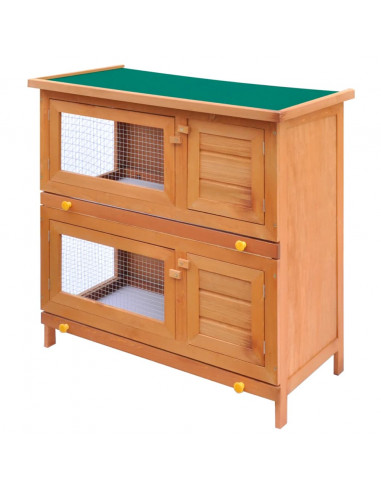 Conigliera all'Aperto Gabbia Piccoli Animali 4 Porte Legno