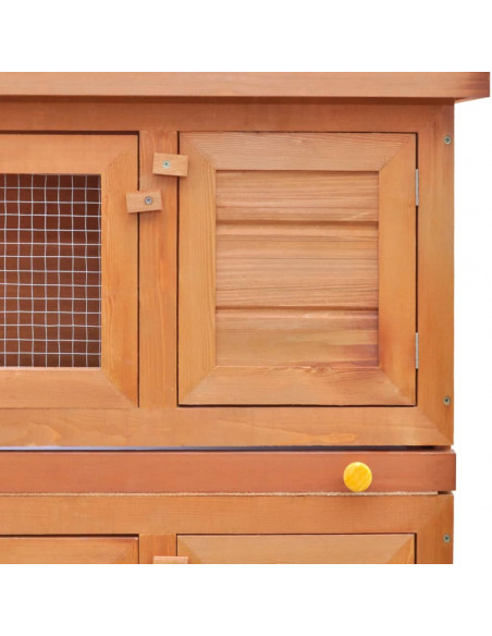 Conigliera all'Aperto Gabbia Piccoli Animali 4 Porte Legno