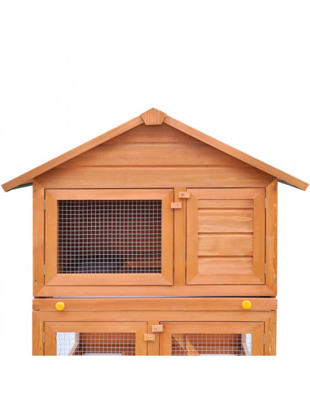 Conigliera all'Aperto Gabbia Animali Piccoli a 3 Livelli Legno
