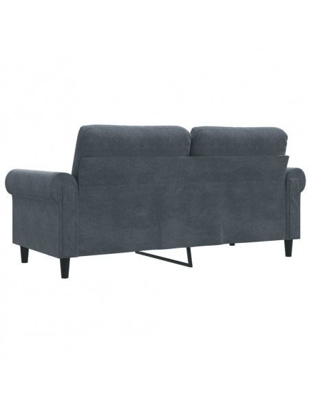 Divano a 2 Posti grigio scuro140 cm in Velluto
