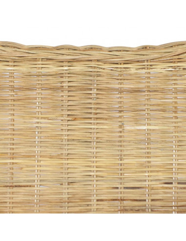 Divano a 2 Posti in Rattan Naturale e Lino