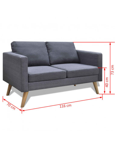 Divano a 2 Posti in Tessuto Grigio Scuro