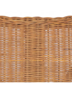 Divano a 2 Posti Marrone Chiaro in Rattan Naturale e Lino