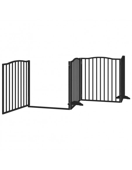 Cancello per Cani Porta Pieghevole Nero 6 Pannelli 480cm Pioppo