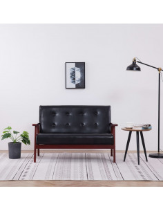Divano a 2 Posti Nero in Similpelle