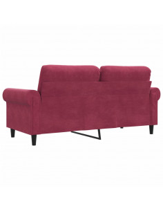 Divano a 2 Posti Rosso Vino 140 cm in Velluto 2