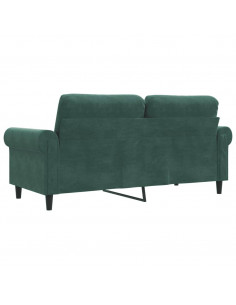 Divano a 2 Posti Verde Scuro 140 cm in Velluto 2