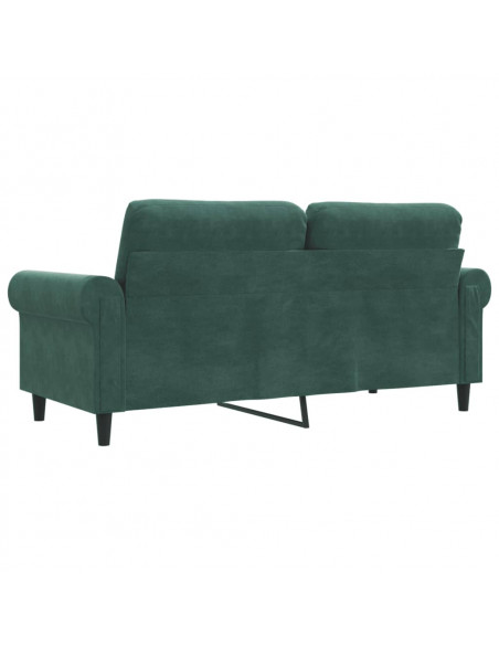 Divano a 2 Posti Verde Scuro 140 cm in Velluto