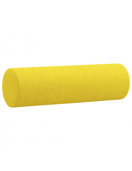 Divano a 3 Posti con Cuscini Giallo Chiaro 180 cm in Tessuto