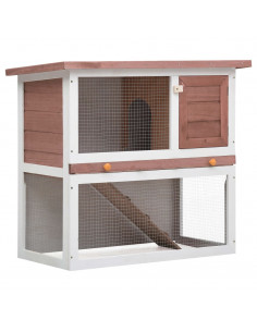 Conigliera per Esterni con 1 Porta Marrone in Legno 2