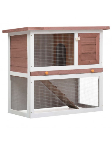 Conigliera per Esterni con 1 Porta Marrone in Legno