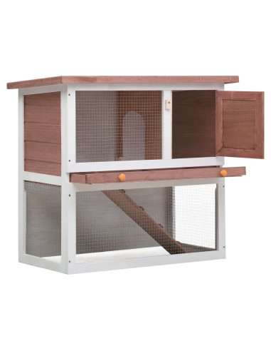 Conigliera per Esterni con 1 Porta Marrone in Legno