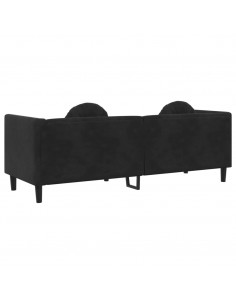 Divano a 3 Posti con Cuscini Nero in Velluto