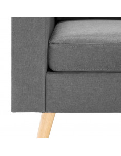 Divano a 3 Posti con Poggiapiedi Grigio Chiaro in Tessuto 2