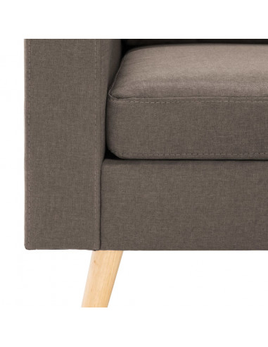 Divano a 3 Posti con Poggiapiedi Grigio Talpa in Tessuto